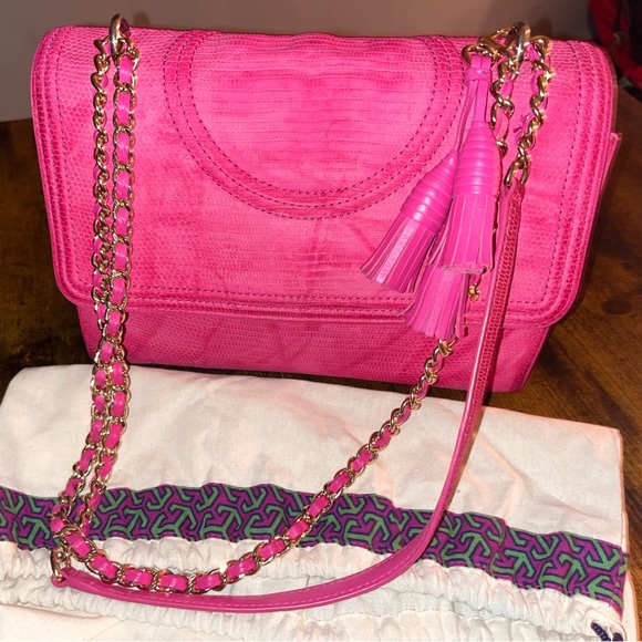 Tory Burch Fleming pink crossbody flap purse